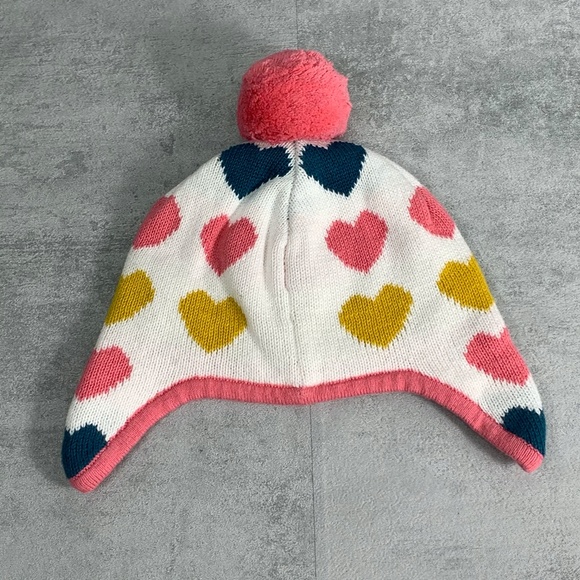 Tucker + Tate Heart Print Pompom Knit Earflap Bean - Picture 2 of 7